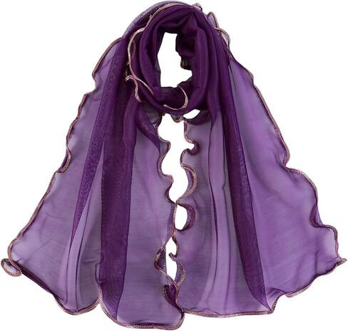GERINLY Thin Sheer Neck Scarf Chiffon, Long Narrow Neckerchief with Ruffle, Women's Fashion Scarves Lightweight in Kuwait