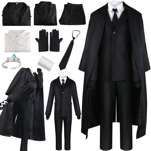 Dazai Osamu Costume Dazai Uniform Outfit Black Suit Party Full Set in Saudi Arabia