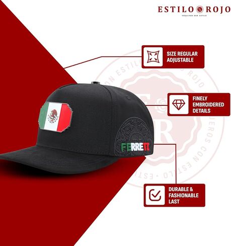 Ferreti Hats FT159 Mexico Baseball Hat for Men & Women - Gorra de Mexico Premium Ajustable, Gorras para Hombre Originales - Black Baseball Cap in Saudi Arabia