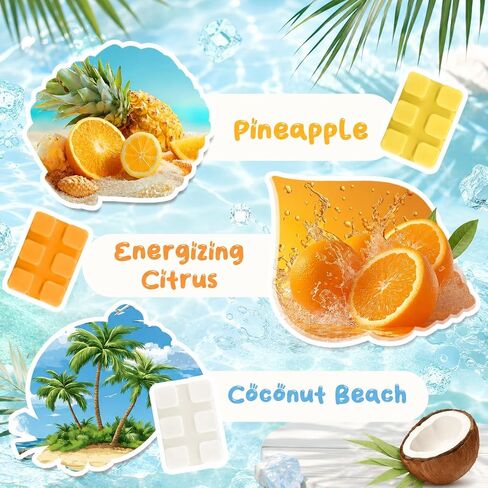 SCENTORINI Wax Melts, Scented Wax Cubes for Wax Warmers, Summer Scent Wax Melts, Coconut Beach, Pear Blossom, Cherry, Cucumber Melon, Pineapple, Energizing Citrus, 6 Pack in Saudi Arabia