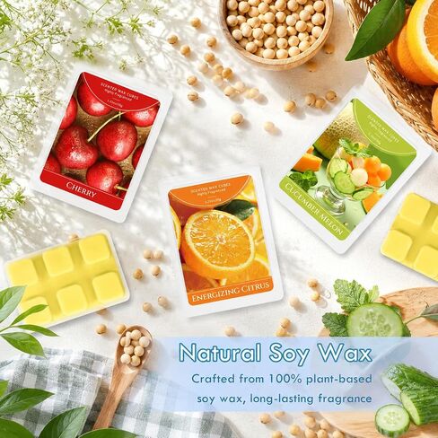 SCENTORINI Wax Melts, Scented Wax Cubes for Wax Warmers, Summer Scent Wax Melts, Coconut Beach, Pear Blossom, Cherry, Cucumber Melon, Pineapple, Energizing Citrus, 6 Pack in Saudi Arabia