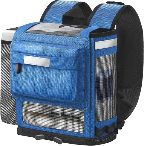Ultralight and Rugged 360 Ventilated Backpack - 3-Way Reflective, Bar-Tack Joints, Trolley Sleeve & Waist Strap, Compatible with Inogen One G5/Rove 6/OxyGo Next (Blue) in Saudi Arabia