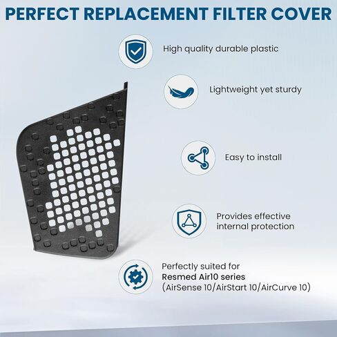 19729 Filter Cover Compatible with ResMed AirSense 10 AirStart 10 AirCurve 10 CPAP Machines, Premium Replacement Filter Side Cover Door, Pack of 1, Black in Saudi Arabia