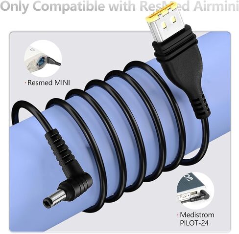 سلك طاقة 24 فولت CPAP لأجهزة ResMed AirSense 11 AirCurve 11 وAirMini CPAP | كابل تيار مستمر بطول 6 أقدام مع مقبس طاقة 5.5 × 2.5 مم / 5.5 × 2.1 مم مناسب لبطارية احتياطية 24 فولت / محطة طاقة / بنك طاقة in Kuwait