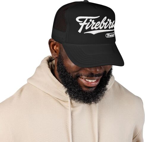 Firebird Trans Am Foam Trucker Hat – Classic Script Snapback Mesh Cap Retro Style in Kuwait