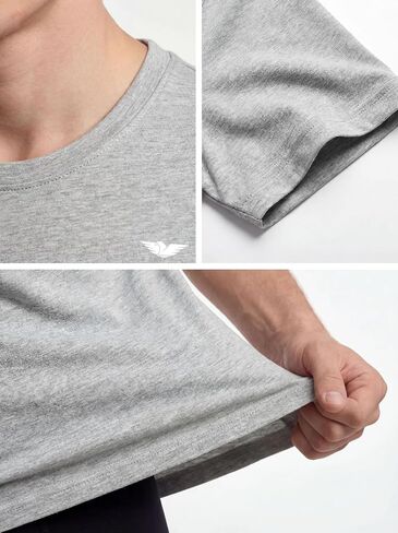 AMERICAN HEAVEN Men's Short Sleeve Cotton Stretch T-Shirts | Crew Neck | Workout Athletic Gym Tops | Multi Packs & Colors in Saudi Arabia