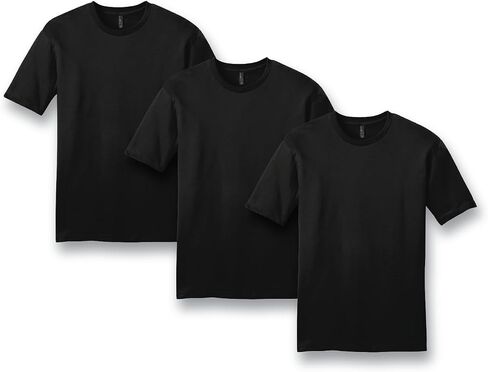 District Unisex Crew Neck T-Shirts 3-Pack, Super Soft Ring Spun 100% Cotton Short Sleeve Undershirts, Black, X-Large in Kuwait