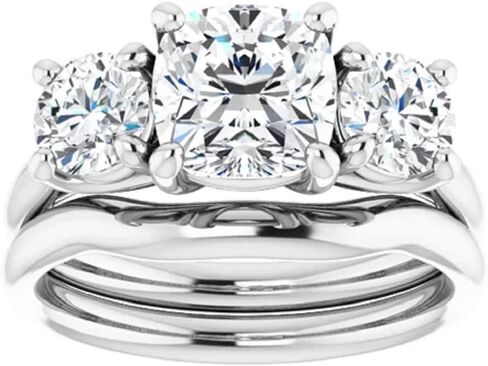 GOLDEN JEWEL طقم خاتم خطوبة مويسانيتي بثلاثة أحجار من GOLDEN JEWEL VVS1 خاتم زفاف سوليتير عديم اللون هدية مصنوعة يدويًا لها، 925 فضي/10K/14K/18K ذهبي in Kuwait