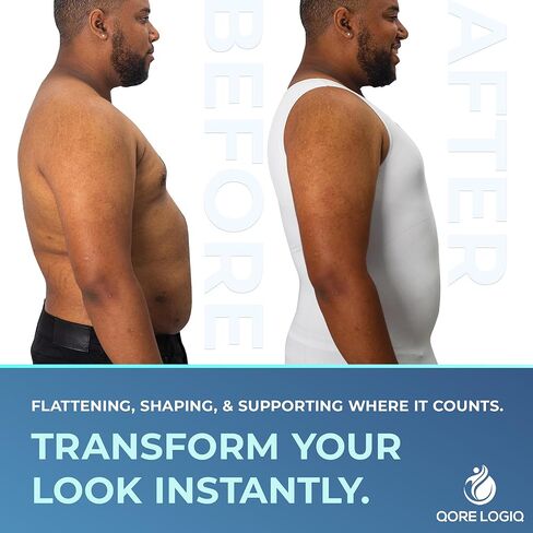 QORE LOGIQ Gynecomastia Compression Shirts for Men - 2Pack White, 2XL Size - Get Both in One Bundle in Kuwait