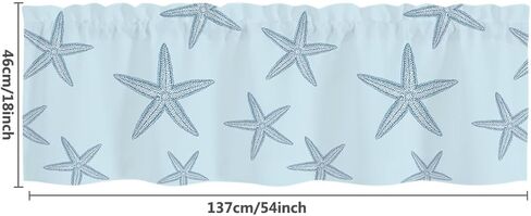 Coastal Valances for Windows,Summer Nautical Valances for Windows Light Filtering,Rod Pocket Starfish Short Window Curtains valances for Bathroom Kitchen Bedroom Cafe 54"x18" in Saudi Arabia
