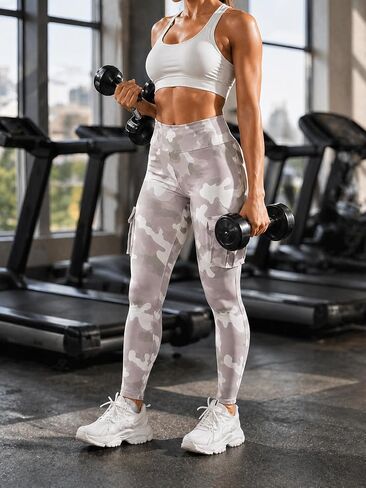 Avanova Women Camo Cargo Leggings High Waisted Yoga Workout Gym Pants with Pockets in Kuwait