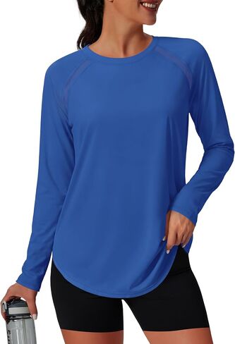 NIASHOT Womens Workout Tops Long Sleeve Yoga Pilates Outfits Athletic Gym Running Hiking UPF 50+ UV Protection Sun Shirts in Saudi Arabia