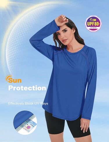 NIASHOT Womens Workout Tops Long Sleeve Yoga Pilates Outfits Athletic Gym Running Hiking UPF 50+ UV Protection Sun Shirts in Saudi Arabia