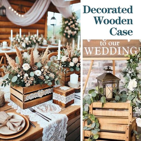 GRETJOB 6 Pack Large Wooden Crates for Display Rustic Nesting Wooden Basket with Handle, Decorative Farmhouse Wood Crate for Storage and Container, 6 Size Wood Basket Decor Boxes in Saudi Arabia
