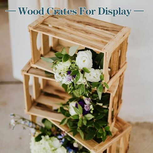 GRETJOB 6 Pack Large Wooden Crates for Display Rustic Nesting Wooden Basket with Handle, Decorative Farmhouse Wood Crate for Storage and Container, 6 Size Wood Basket Decor Boxes in Saudi Arabia