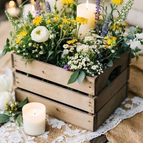GRETJOB 6 Pack Large Wooden Crates for Display Rustic Nesting Wooden Basket with Handle, Decorative Farmhouse Wood Crate for Storage and Container, 6 Size Wood Basket Decor Boxes in Saudi Arabia
