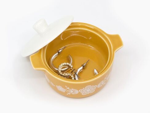 Ceramic Trinket Box with Lid – Butterfly Gold Vintage-Inspired Mini Casserole Jewelry Box, Pink Keepsake Box in Saudi Arabia