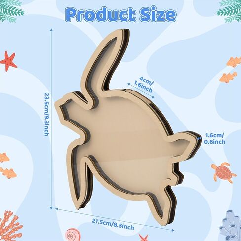 Turtle Shell Collection Box - Wooden Sea Handcrafted Coastal Decor Display Case with Clear Acrylic Panel for Seashells Sea Glass Beach House Decor Memory Keepsake & Vacation Gift in Saudi Arabia