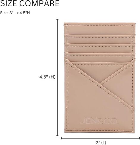 JEN & CO. محفظة Gail المصنوعة من الجلد النباتي RFID للنساء - حامل بطاقات نحيف مع جيب بسحاب ومنزلق (أخضر ربيعي) in Kuwait