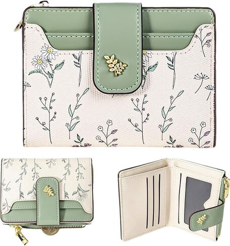 Small Wallet for Women – RFID Blocking Slim Bifold Floral PU Leather with Coin Zipper Pocket & ID Window, Credit Card Holder for Everyday Bag in Saudi Arabia