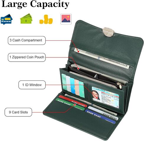 FALAN MULE Wallet for Women PU Leather Trifold Wallet Large Capacity Clutch Card Holder Purse in Saudi Arabia