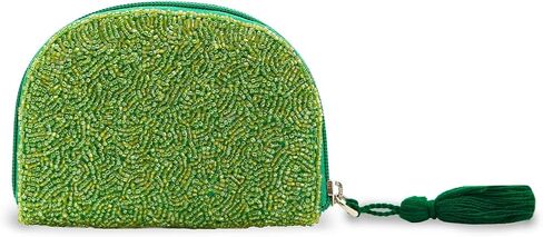 America & Beyond Tequila Money Beaded Coin Pouch, Green, Mini Zip Pouch with Tassel, 5 x 3.5 Inch in Saudi Arabia