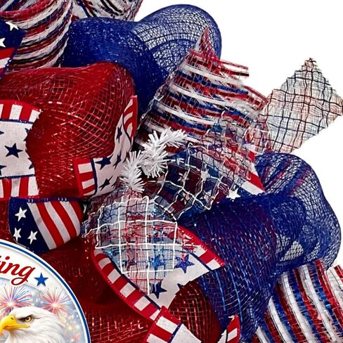 Patriotic Wreath Celebrating 250 Years of Freedom, White Background, Handmade Wreath in Saudi Arabia