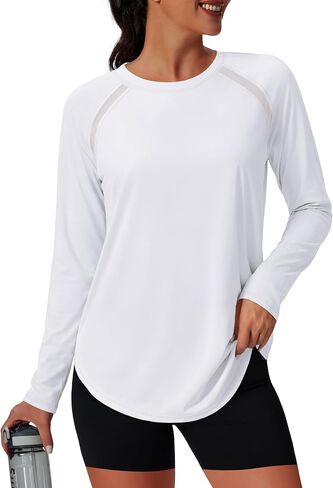 NIASHOT Womens Workout Tops Long Sleeve Yoga Pilates Outfits Athletic Gym Running Hiking UPF 50+ UV Protection Sun Shirts in Saudi Arabia