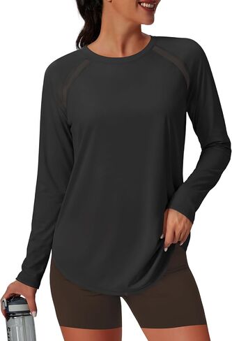 NIASHOT Womens Workout Tops Long Sleeve Yoga Pilates Outfits Athletic Gym Running Hiking UPF 50+ UV Protection Sun Shirts in Saudi Arabia