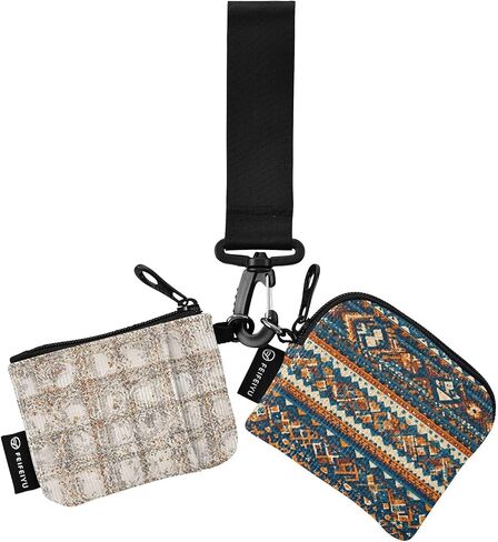 Dual Pouch Wristlet Wallet Portable Keychain Pouch Women Small Coin Change Purse Mini Coin Pocket Key Chain in Saudi Arabia