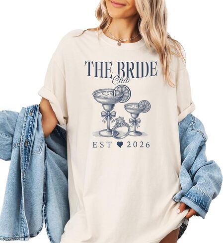 Bride and Bridesmaid Est. 2026 Matching Comfort Colors Shirt | The Bride and The Bach Club Party Tee in Saudi Arabia