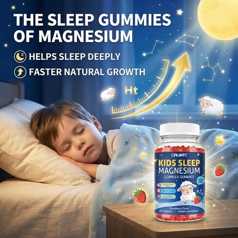 Magnesium Gummies for Kids, Magnesium Glycinate Gummies with Chamomile, Lemon Balm, Calcium, Vitamin B6, D3 for Kids & Adults Sleep, Growth, Calm & Relaxation, Sugar Free, Strawberry Flavor, 60 Counts in Saudi Arabia