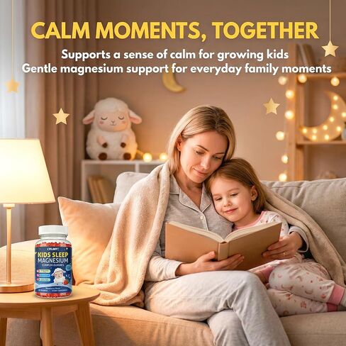 Magnesium Gummies for Kids, Magnesium Glycinate Gummies with Chamomile, Lemon Balm, Calcium, Vitamin B6, D3 for Kids & Adults Sleep, Growth, Calm & Relaxation, Sugar Free, Strawberry Flavor, 60 Counts in Saudi Arabia