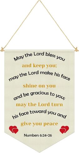Nursery Scripture Bible Verse Christian Wall Hanging Banner Decor Gifts for Baby Newborn Girls Kids Toddler Room Living Room Bedroom Playroom New Home Christmas Birthday Gift Linen Cotton Flag in Kuwait