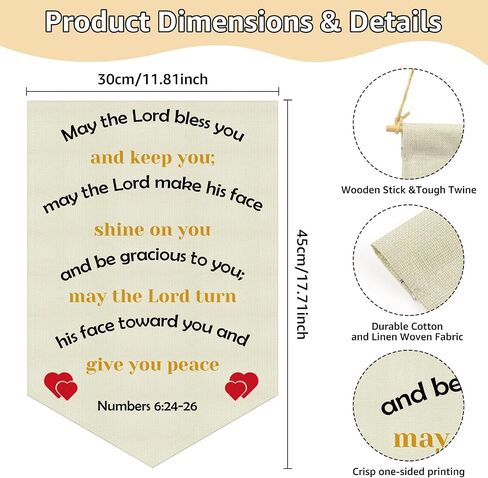 Nursery Scripture Bible Verse Christian Wall Hanging Banner Decor Gifts for Baby Newborn Girls Kids Toddler Room Living Room Bedroom Playroom New Home Christmas Birthday Gift Linen Cotton Flag in Kuwait