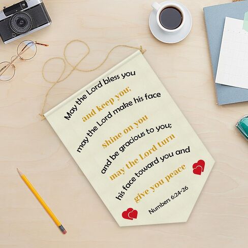 Nursery Scripture Bible Verse Christian Wall Hanging Banner Decor Gifts for Baby Newborn Girls Kids Toddler Room Living Room Bedroom Playroom New Home Christmas Birthday Gift Linen Cotton Flag in Kuwait