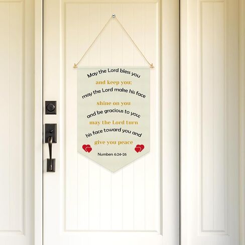 Nursery Scripture Bible Verse Christian Wall Hanging Banner Decor Gifts for Baby Newborn Girls Kids Toddler Room Living Room Bedroom Playroom New Home Christmas Birthday Gift Linen Cotton Flag in Kuwait