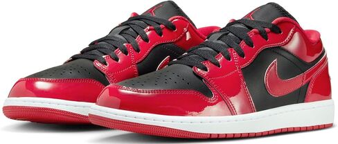 Air Jordan 1 Low Bred Patent Mens Lifestyle Shoes (Black/Vasity Red/White) Size 10 in Kuwait