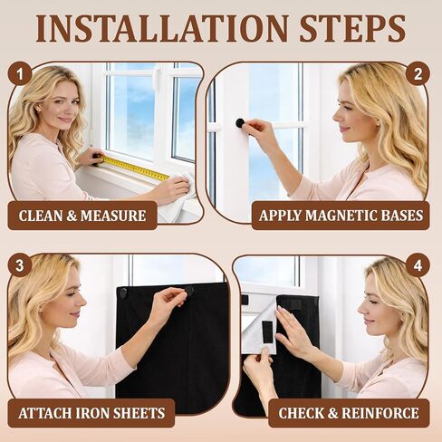 FINDMAG 100% Blackout Curtains for Bedroom, Magnetic Black Out Window Cover, 57" x 39" Portable No Drill Blinds for Windows for Theater Room, Home, Dorm, RV & Skylight, 420D Oxford Fabric in Saudi Arabia
