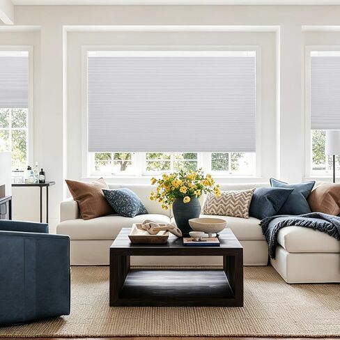 Customize Blackout Cellular Shades Cordless No Drill No Tools Blackout Cellular Shades Cordless Honeycomb Blinds Easy Install Thermal Insulated Noise Reduction Blinds for Indoor Windows in Kuwait