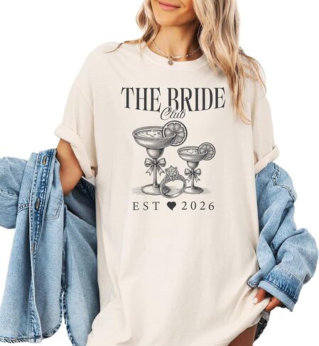 Bride and Bridesmaid Est. 2026 Matching Comfort Colors Shirt | The Bride and The Bach Club Party Tee in Saudi Arabia