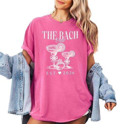 Bride and Bridesmaid Est. 2026 Matching Comfort Colors Shirt | The Bride and The Bach Club Party Tee in Saudi Arabia