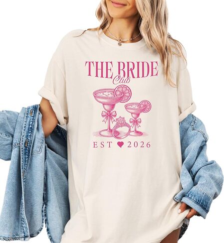 Bride and Bridesmaid Est. 2026 Matching Comfort Colors Shirt | The Bride and The Bach Club Party Tee in Saudi Arabia