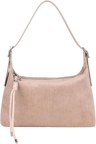 Vegan Leather Suede Shoulder Bag for Women, Medium Soft Crossbody Purse with Dual Adjustable Straps and Key Chain Charm in Saudi Arabia