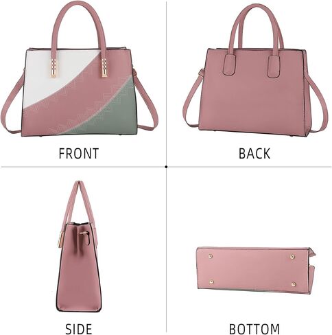 Women Fashion Handbags Color Block Top Handle Tote Satchel Crossbody Bag 2pcs Set Elegant Office Work Purse in Kuwait