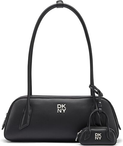 DKNY Women's Tiana Shoulder Bag, Black/Silver, One Size in Saudi Arabia