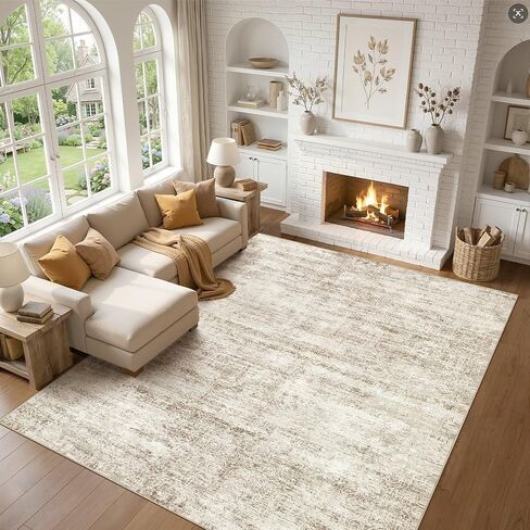 5x7 Area Rugs Living Room: Washable Non Slip Soft Abstract Beige Rugs for Bedroom Dining Deor, Low Pile Stain Resistant Indoor Carpet for Farmhouse Nursery Office Kid & Pet Friendly in Saudi Arabia