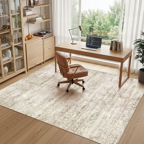 5x7 Area Rugs Living Room: Washable Non Slip Soft Abstract Beige Rugs for Bedroom Dining Deor, Low Pile Stain Resistant Indoor Carpet for Farmhouse Nursery Office Kid & Pet Friendly in Saudi Arabia