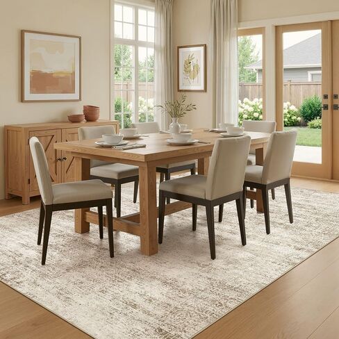 5x7 Area Rugs Living Room: Washable Non Slip Soft Abstract Beige Rugs for Bedroom Dining Deor, Low Pile Stain Resistant Indoor Carpet for Farmhouse Nursery Office Kid & Pet Friendly in Saudi Arabia