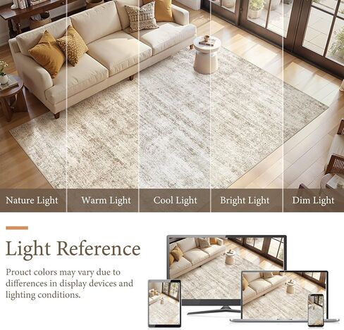 5x7 Area Rugs Living Room: Washable Non Slip Soft Abstract Beige Rugs for Bedroom Dining Deor, Low Pile Stain Resistant Indoor Carpet for Farmhouse Nursery Office Kid & Pet Friendly in Saudi Arabia